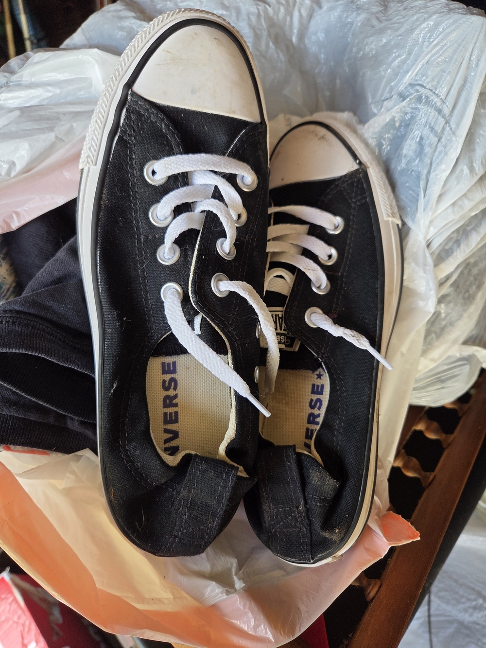 Converse Kids' Black Low-Top Canvas Sneakers with White Toe